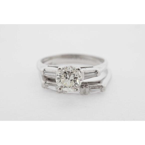 Estate Sale 14K White Gold 1.32 TCW Diamond Engagement Wedding Ring Set - Picture 5 of 6